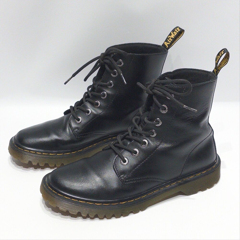 Dr Doc Martens Luana High Top Black Leather Combat Boots Women Size 9 Light Wear